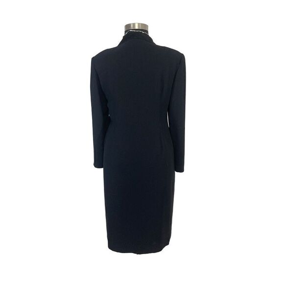Donna Ricco 16W Black Trench Coat 1990s Vintage Princess Seam Evening Jacket - Picture 3 of 7